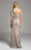 Lara Dresses - 33212 Floral Asymmetric Sheath Dress In Silver