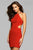 7867 Short Jersey High Neck Cocktail Dress with Beaded Back