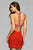 7867 Short Jersey High Neck Cocktail Dress with Beaded Back