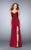 La Femme - Strappy Back Sweetheart Long Jersey Prom Dress 24263 in Red
