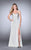 La Femme - Strappy Back Sweetheart Long Jersey Prom Dress 24263 in Silver