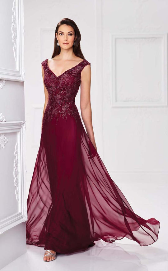 Mon Cheri A-Line Gown 117903 - 1 pc Wine In Size 12 Available in Wine