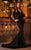 MNM Couture - 2340 Fringe Deep V-neck Mermaid Dress in Black