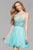 7873 Short Chiffon Cocktail Dress with Beaded Bodice