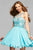 7873 Short Chiffon Cocktail Dress with Beaded Bodice