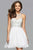 7873 Short Chiffon Cocktail Dress with Beaded Bodice