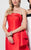 Terani Couture - Unique Strapless Ruffled Bodice Gown 1711E3158 In Red