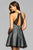 Faviana - 7874 Lace Halter Neck A-Line Dress in Black and White