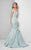 Terani Couture - Fabulous Off Shoulder Ruched  Mermaid Gown 1711E3169 in Blue