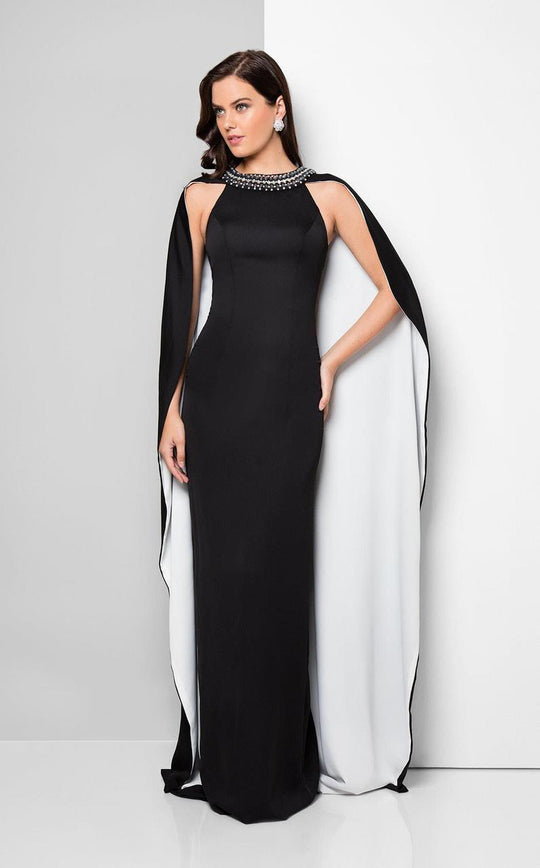 Terani Couture - Jeweled Sheath Gown 1711E3179 In Black and White
