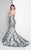 Terani Couture - Jacquard Strapless Sweetheart Mermaid Gown 1711E3206 in Silver