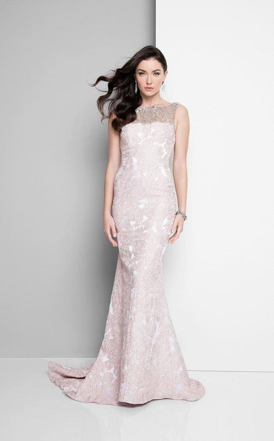 Terani Couture - Whimsical Brocade Gown with Bow Detail 1711E3207 In Pink