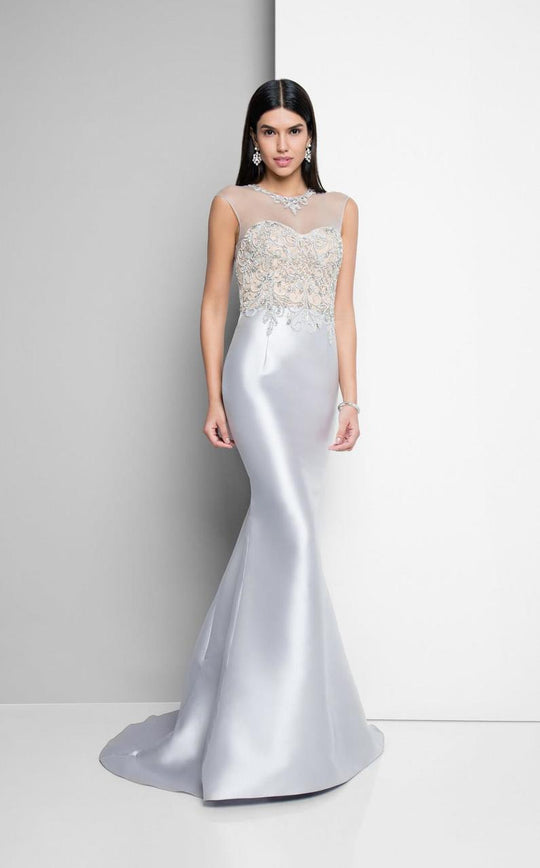 Terani Couture - Luminous Crystal Mermaid Gown 1711M3351 In Silver and Neutral