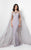 Terani Couture - Beaded Mermaid Gown with Cape 1711M3364 In Gray