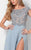Terani Couture - Lovely Bead and Laced Bateau Neck A-line Dress 1711M3366 In Blue