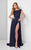 Terani Couture - Lovely Bead and Laced Bateau Neck A-line Dress 1711M3366 In Blue