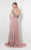 Terani Couture - Bedazzled V-neck Chiffon A-line Dress 1711M3367 In Neutral