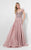Terani Couture - Bedazzled V-neck Chiffon A-line Dress 1711M3367 In Neutral
