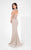 Terani Couture - Adorned Scalloped V-Neck Sheath Gown 1711M3375 In Neutral