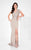 Terani Couture - Adorned Scalloped V-Neck Sheath Gown 1711M3375 In Neutral
