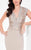 Terani Couture - Adorned Scalloped V-Neck Sheath Gown 1711M3375 In Neutral