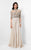 Terani Couture - Crystal Embellished Collared Neck A-line Chiffon Dress 1711M3376 In Neutral