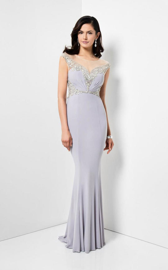 Terani Couture - Cap Sleeve Illusion Sweetheart Gown 1711M3381 In Silver