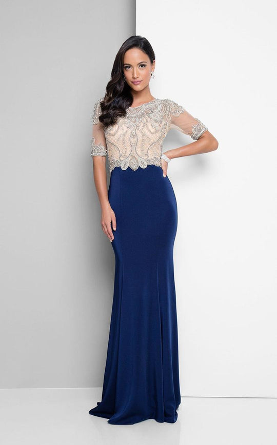 Crystal-accented Bateau Neck Mermaid Dress 1711M3382