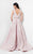 Terani Couture - Flowery Printed Deep  V-neck  with Overskirt Evening Dress 1711M3385 In Pink