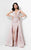 Terani Couture - Flowery Printed Deep  V-neck  with Overskirt Evening Dress 1711M3385 In Pink