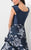 Terani Couture - Portrait Neck Layered Floral Print  A-line Dress 1711M3387 In Blue
