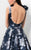 Terani Couture - Scoop Back Floral Print A-line Dress 1711M3388 In Blue