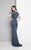 Terani Couture - Celestial Shirred Short Sleeve Gown 1711M3391 in Blue