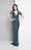 Terani Couture - Celestial Shirred Short Sleeve Gown 1711M3391 in Blue