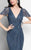 Terani Couture - Celestial Shirred Short Sleeve Gown 1711M3391 in Blue