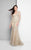 Terani Couture - Long Sleeve Beaded Applique Mermaid Dress 1711M3407 in Neutral