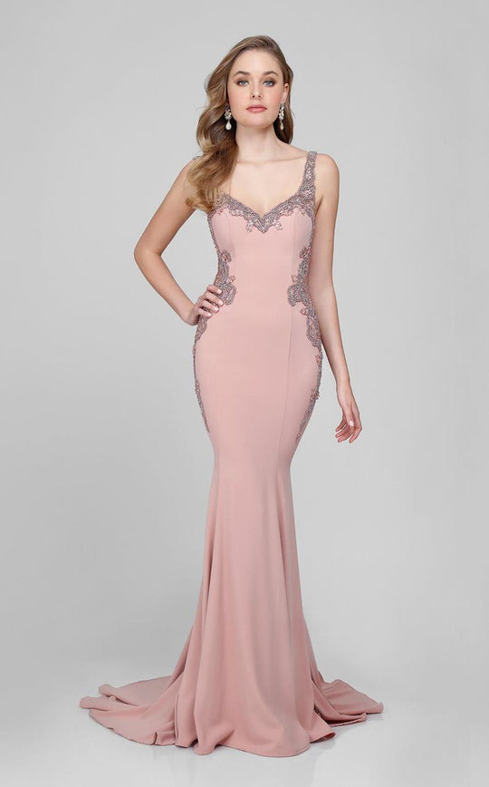 Terani Couture - Ornate Paneled Mermaid Gown 1712E3268 In Pink