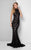 Terani Couture - High Necked Lacy Mermaid Gown 1712E3271  In Black