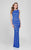 Terani Couture - Decorative Lace Stripes Mermaid Gown 1712E3285 In Blue and Neutral