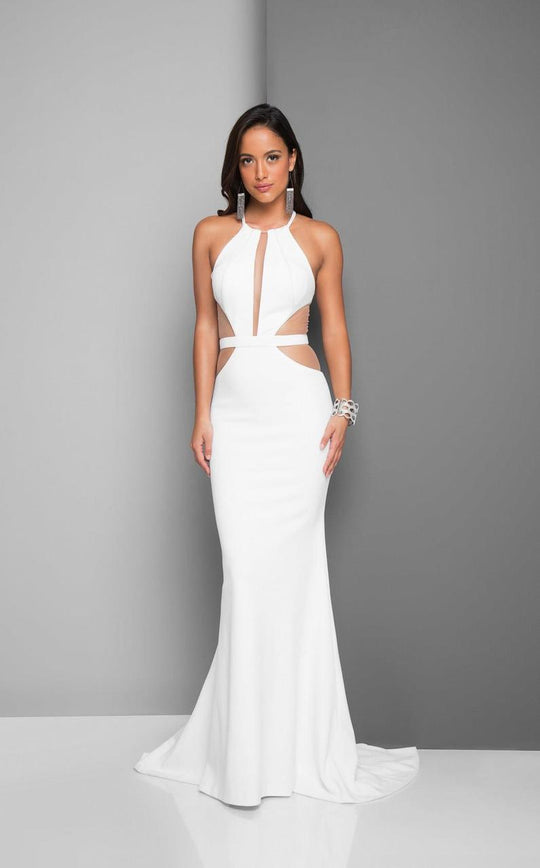 Terani Couture - Daring Halter Mermaid Gown with Side Cutouts 1712E3297 In White
