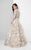 Terani Couture - Metallic Appliqued Illusion Gown 1712E3652 In White and Gold