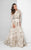 Terani Couture - Metallic Appliqued Illusion Gown 1712E3652 In White and Gold
