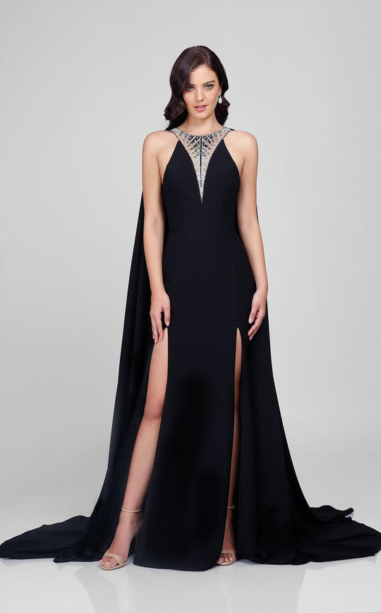 Terani Couture - Champion Beaded and Caped Satin Mermaid Dress 1712E3654 In White