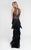 Terani Couture - Fringed Illusion Gown 1712GL3560 in Black