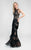 Terani Couture - Fringed Illusion Gown 1712GL3560 in Black
