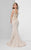 Terani Couture - Cap-sleeve embroidered mermaid gown 1712M3422 in Neutral