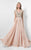 Terani Couture - 1712M3429 Cap Sleeve Crystal Overlaid Chiffon Gown  in Neutral