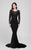 Terani Couture - Embroidered Illusion Bateau Dress 1712M3434W in Black