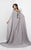 Terani Couture - Embellished Bateau Chiffon Gown with Cape 1713M3470 In Silver