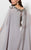 Terani Couture - Embellished Bateau Chiffon Gown with Cape 1713M3470 In Silver